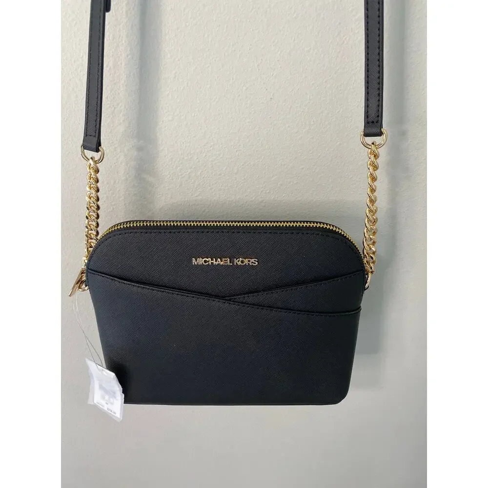 NWT Michael Kors Jet Set Travel Dome Crossbody Bag Black - Picture 3 of 4